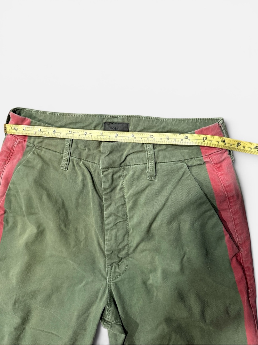 Mother The Shaker Prep Fray Pants in Fatigue Green Women’s Size 26 - Picture 12 of 14